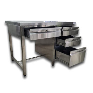 โต๊ะสแตนเลสพร้อมที่วางขา